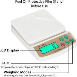 ZYNATY Electronic Digital 1Gram-10 Kg Weight Scale Lcd Kitchen Weight Scale Machine Measure for measuring fruits,shop,Food,Vegetable,vajan,offer,kata,weight machine Weighing Scale for grocery,kata,taraju,shop,computer kata,tarazu,jewellery,sabzi, Weighing scale (White) (adaptor included) Weighing Scale (White) Weighing Scale image 3
