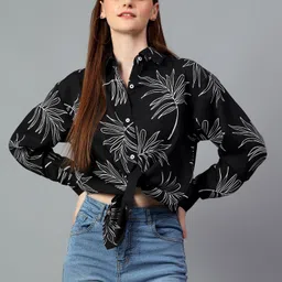 kotty Women Oversized Fit Printed Spread Collar Casual Shirt-picture-11