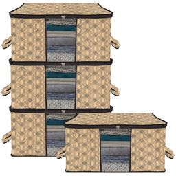 Kuber Industries Brown & Black 4 Pieces Printed Saree Organizers-15