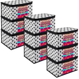 Kuber Industries Black & White 9 Pieces Printed Saree Organizers-10