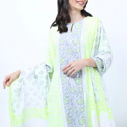 Vishudh Floral Printed Keyhole Neck Regular Straight Kurta with Palazzos & Dupatta-13