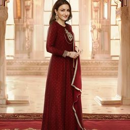 House of Pataudi Embroidered Anarkali Jashn Kurta with Palazzos & Dupatta-picture-21