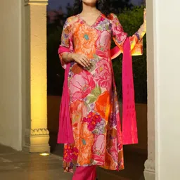 Anni Designer Floral Printed Regular A-Line Kurta with Palazzos & Dupatta image 4