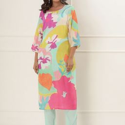 Readiprint Fashions Abstact Printed Straight Kurta & Trousers-picture-24