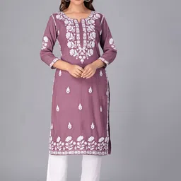 DORIYA Ethnic Motifs Embroidered Notched Neck Kurta with Palazzos-picture-43