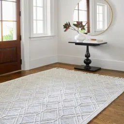 Ivory Geometrical Wool and Cotton 8 x 10 Feet Hand Woven Carpet by Surya Living-picture-48