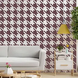 KAYRA DECOR White Classic Houndstooth Design Wall Painting Stencil-12