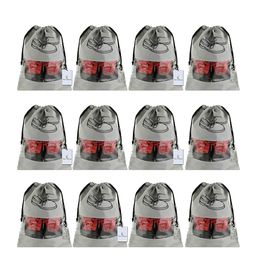 Kuber Industries Grey 12 Pieces Printed Non Woven String Bag Shoe Organizers-86