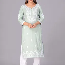 DORIYA Floral Embroidered Regular Thread Work Kurta with Palazzos-picture-18