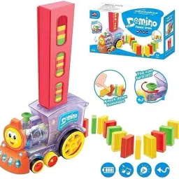 Domino Train Set | Dominoes with Light Sound Building Blocks Stacking Tile Game-12
