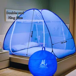 maruti enterprise Polyester Adults Washable ® Double Bed , King Size , Big Large Super - 6x6, 7x7, 8x8, 6x6.5 ft - Foldable Portable Insect Screen Machhardani Mosquito Net image 3