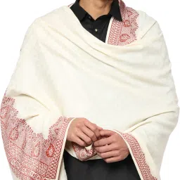 WEAVERS VILLA Polyester Wool Blend Self Design Men Shawl-image-79