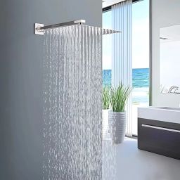 Stainless Steel 304 Square Shower Head, 8 x 8In Size, Silver Ultraslim Fixed Mount-28