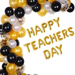 Solid Happy Teachers Day Decoration Balloons, Gift For Teacher (Mix 50 Balloons) Banner-image-41