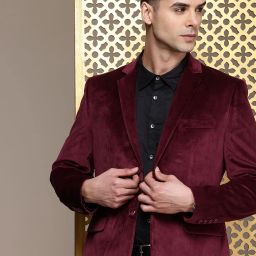 Men Solid Single Breasted Party Blazer-image-30