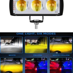 tryfly A2 SIX MODE Yellow/White with Red/Blue 60W DC 9V-60V Dual Lens Fog Light Fog Lamp Car, Motorbike, Truck, Van LED (12 V, 30 W) image 2