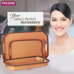 trueware Oyster Plastic Serving Tray Platter Rectangular Shape Tray Serving Set image 3