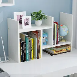 Desktop Bookshelf Desk Storage Organizer Engineered Wood Open Book Shelf-image-6