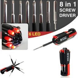 8 in 1 screw driver with LED portable torch Standard Screwdriver Set-image-24