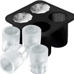 Silicone Shot Glass Mold Frozen Whiskey Glass Ice Cubes Ice Tray –Round Ice Cups Black Silicone Ice Cube Tray-image-1