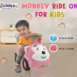 Monkey Baby Push Ride-on Car with Toy Storage and Back Rest 3To5Years For Kids Rideons & Wagons Non Battery Operated Ride On-11