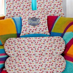 2 Bolster 3 Cushion Microfibre Floral Bolster Pack of 5-72