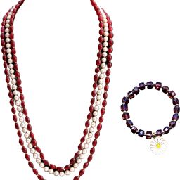 Alloy Maroon Jewel Set-image-2