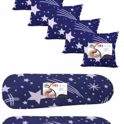 Combo Set 5 Cushion And 2 Microfibre Solid Bolster Pack of 7-4