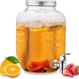 4 Litre Glass Juice Dispenser Water Pitcher for Detox Water Mason Jar Bottom Loading Water Dispenser-image-30