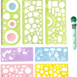 viradiya's Doodle Buddy Drawing Ruler Set of 7 for kids, Pack of 1, Random Color Ruler image 2
