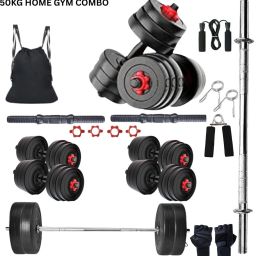 50 kg PVC 50KG Home Gym Set with Dumbbell Rod, Curl & Straight Rods Home Gym Combo-image-95