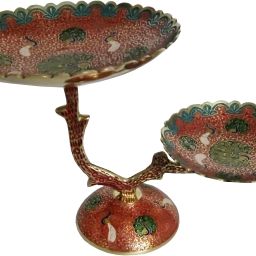 Handcrafted Brass 2 Tier Red Fruit Stand/Cake stand, stand For Serving, Collectible Art,Perfect For Home Decoration And Gifting, 2 Tier Cake Fruit Stand Handle Fitting Stand cake decorating tools Brass Cake Server-71