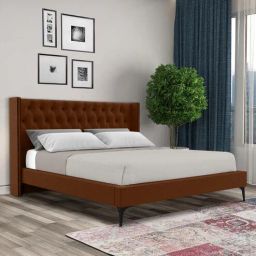 casacraft from pepperfry Noa Upholstered Queen Size Bed In Dark Brown Color-picture-36