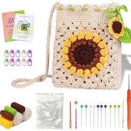 Crochet Phone Bag Material Kit Beginners Sun Flower Crochet Phone Sling Bag-image-48