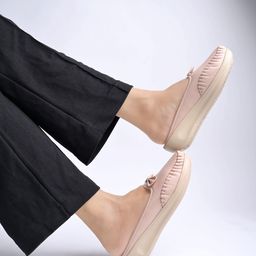 stylestry Upper Bow Detailed Peach Slip-On Loafers For Women & Girls Loafers For Women-picture-3