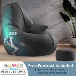 flipkart perfect homes XXXL PatternPuff Bag With Free Cushion and Puffy , Monkey Chill Out-Black Teardrop Bean Bag With Bean Filling image 2