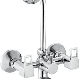 Full Brass Telephonic Wall Mixer with L Bend Pipe & Flanges for Bathroom(Opum) Hot and Cold Mixer Faucet-6