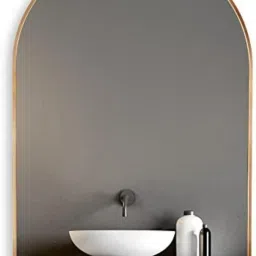 Arch Shape Mirror Steel Framed Living Room, Bedroom 24" X 18" (Rose Gold) Bathroom Mirror-image-79