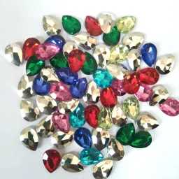 10*14MM MULTICOLOR DROP SHAPE RESIN KUNDAN STONE FOR CRAFT [200 PCS]-11