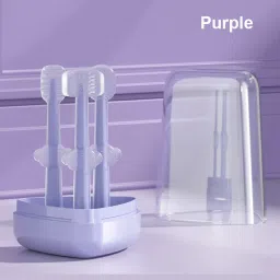 SOFT 3 Pcs Silicone Baby Manual Toothbrush Set Tongue Cleaner Toothscrubberr Extra Soft Toothbrush-image-1