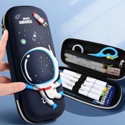 Pencil Case for Boy zipper closer space canvas pencil pouch for kids SPACE Art Canvas Pencil Box-0