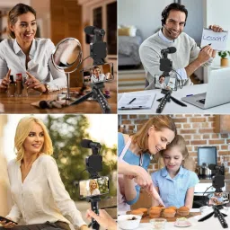 CHG Vlogging Kit for Video Making, Mic, Mini Tripod Stand 3 Axis Gimbal for Mobile image 3