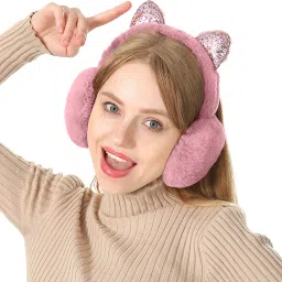 Winter Earmuffs with Cute Cat Ears Design Plush, Warm & Cozy for Kids, Adult Ear Muff-picture-10