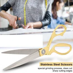 trio Gold Plated Sharp and Premium Quality Cutting, Crafting and Creative Tailor Scissors (Set of 1,) Scissors image 5
