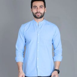 Men Slim Fit Solid Mandarin Collar Casual Shirt-image-96