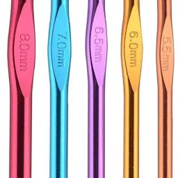 Aluminum Multicolor Crochet Hooks 5.50 to 8 mm, pack of 5 knitting, MADE IN INDIA pins Hand Sewing Needle-picture-11