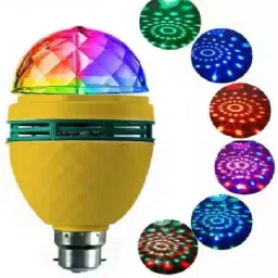 360 Degree LED Crystal Rotating Bulb Magic Disco LED Light, LED Rotating Bulb Light Lamp Colorful Magic DJ Laser Light Lighting Disco Party Bulb for Party Home Diwali Decoration Single Disco Ball-41