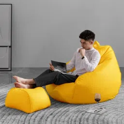 giglick 4XL Bean Bag With Relaxing Curve Footrest Filled With Beans Bean Bag Chair With Bean Filling image 3