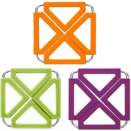 ZEZKA37EZKA39EZKA40LY18M Heat Resistant Expendable Silicone Trivet Mats With Stainless Steel Frame Trivet-39