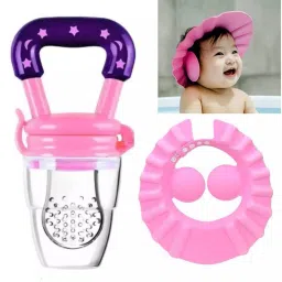 1 Pc Food/Fruit Feeder & Set of 1 Pc Baby Shower Bath Cap, Combo Pack of 2-image-45